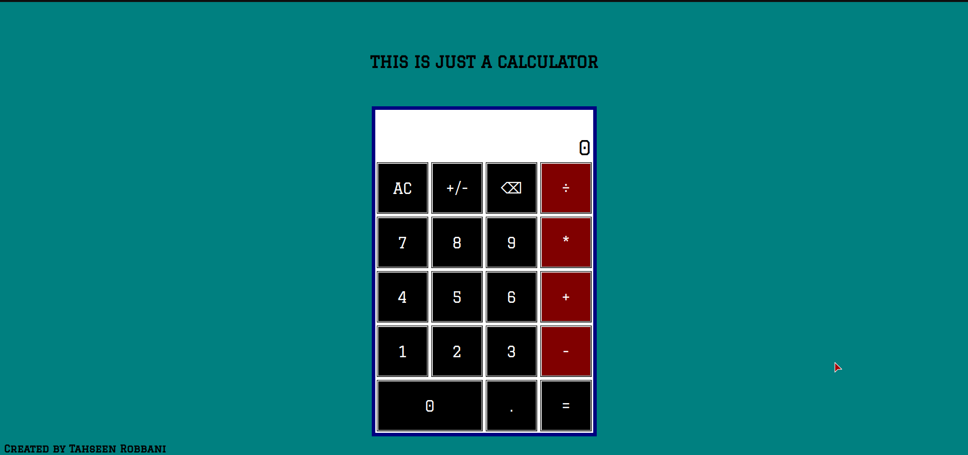 Screenshot of my calculator project 